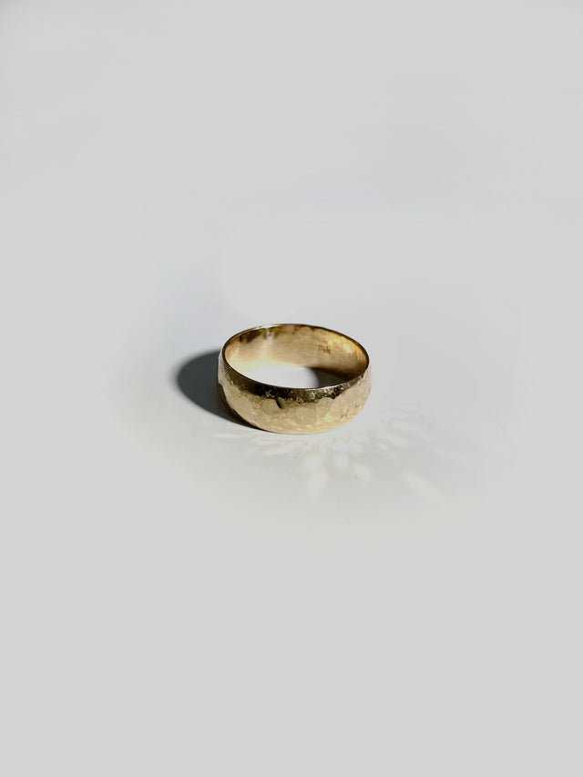 Hand Hammered Gold Band – Wide