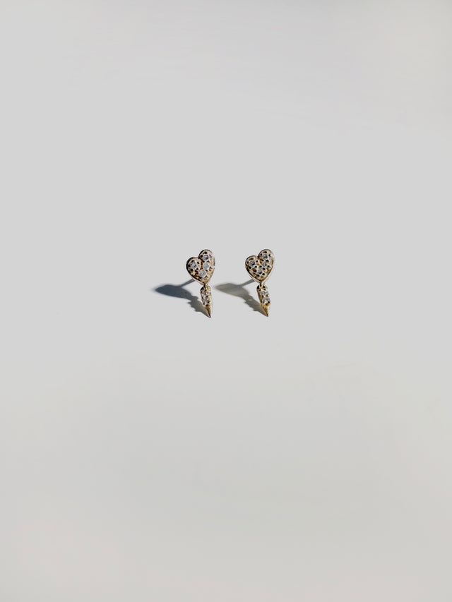 Diamond Heart Drop Earrings