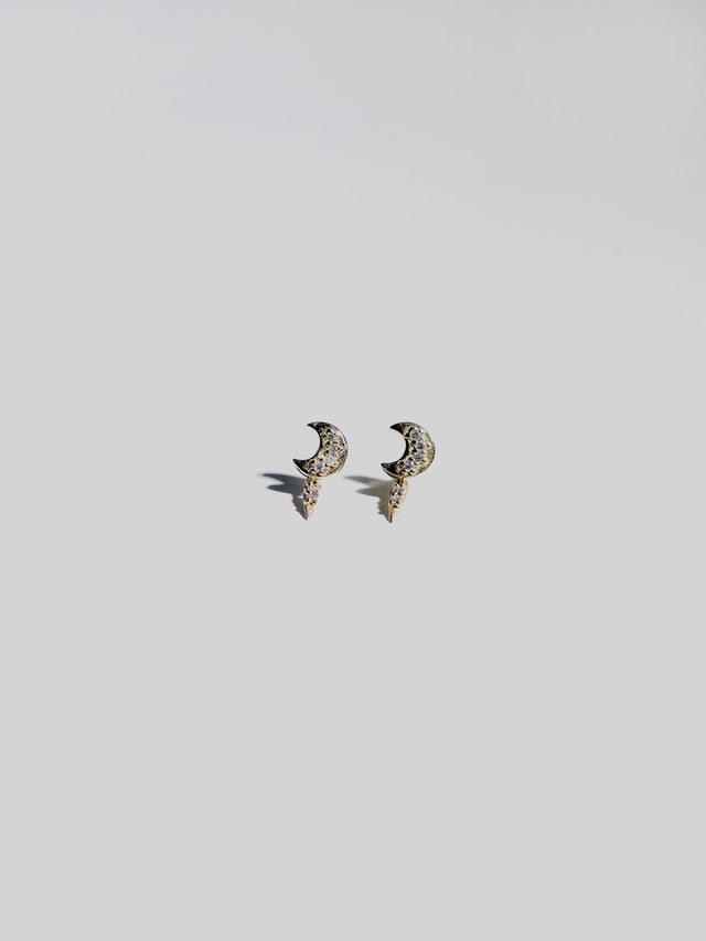 Diamond Moon Drop Earrings