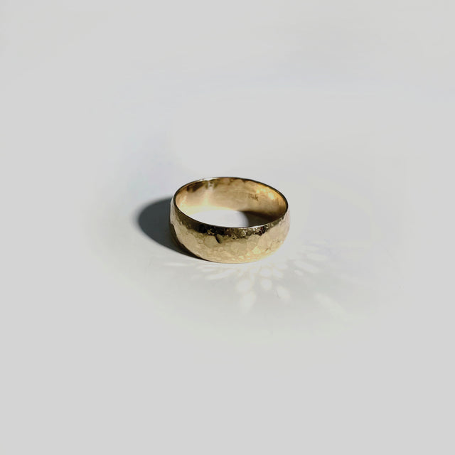 Hand Hammered Gold Band – Wide