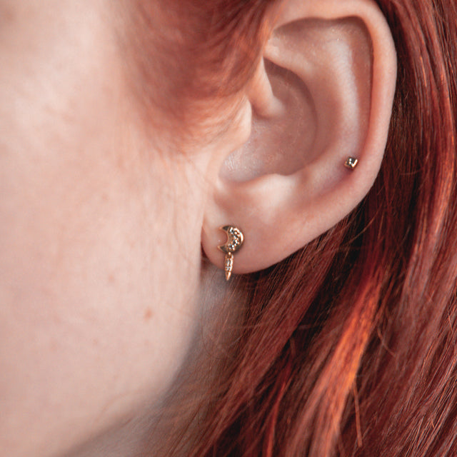 Diamond Moon Drop Earrings