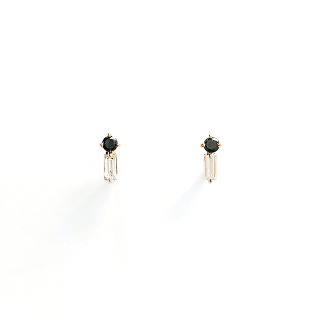 Duo Stone Studs / Black and White Diamonds