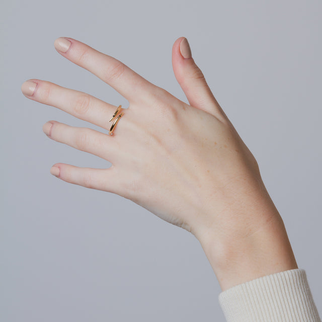 Two Stone Tusk Ring / Black Diamonds