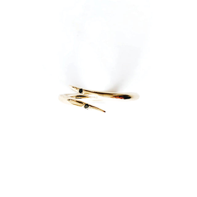 Two Stone Tusk Ring / Black Diamonds
